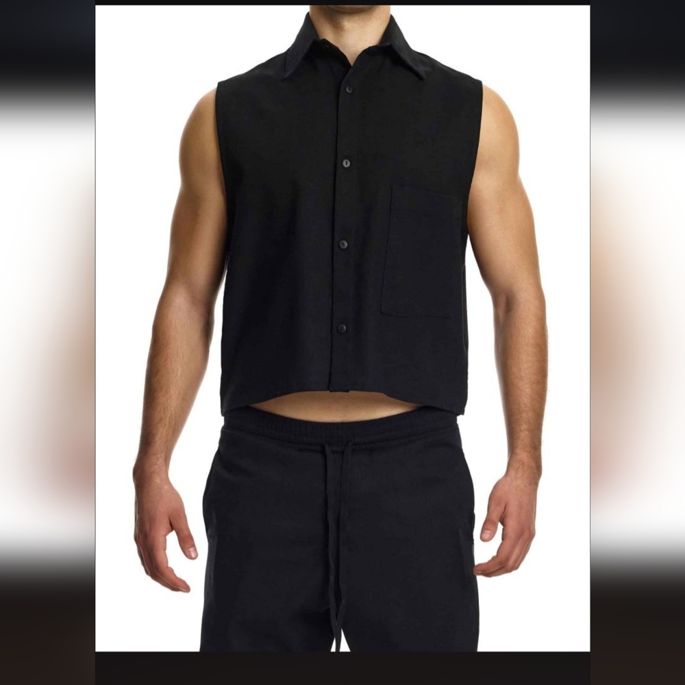 MODUS VIVENDI linen pants and top set black, sz M - Picture 2 of 15